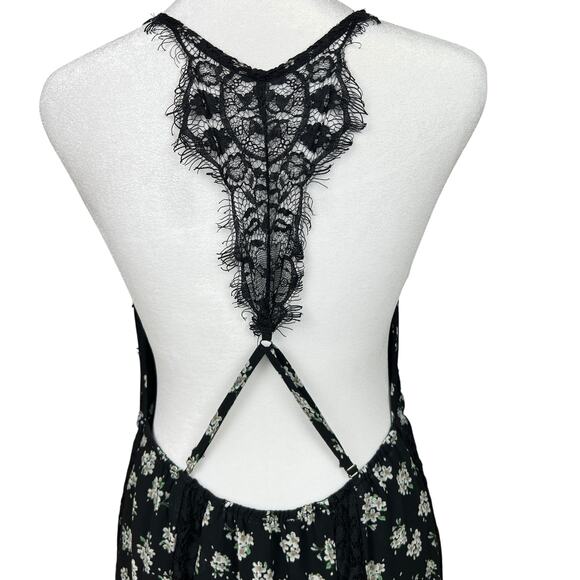 Lace Whimsigoth Maxi Dress Floral Black M Cottage Witchy Fairycore Goth Emo - Picture 4 of 14